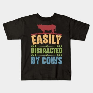 Funny Cow lover, Easily Distracted by Cows Kids T-Shirt